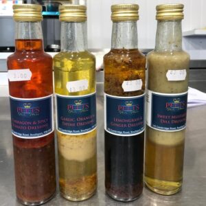 Enjoy one of four specially home-made dressings at Peets Plaice in Southport: Tarragon and Spicy Tomato; Garlic, Orange and Thyme; Lemongrass and Ginger; or Sweet Mustard and Dill.